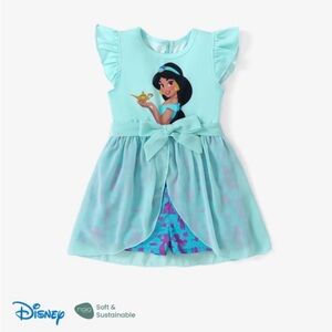 Disney Girls Princess Jasmine Jumpsuit with Tulle Skirt Dresses Ruffled Sleeve